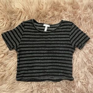 Crop Top from Nordstrom Black and Gray Stripes